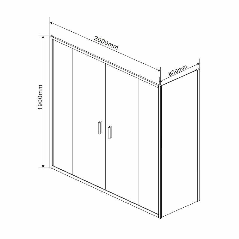 Душевой уголок Vincea Garda 200х80 хром стекло прозрачное VSR-1G28020CL - 1