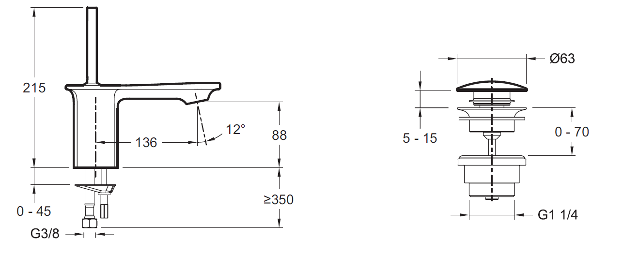 Смеситель Jacob Delafon Stance E14760-CP для раковины - 1