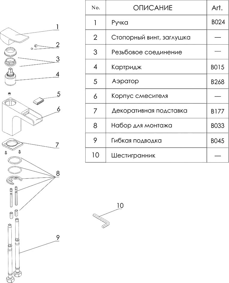 Смеситель Wasserkraft Aller 1069 для раковины - 3