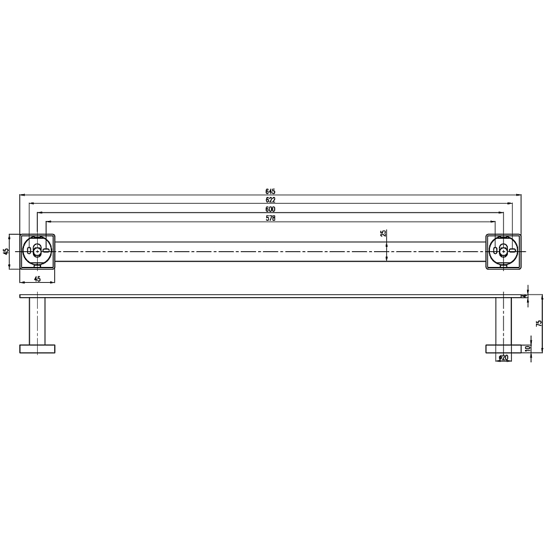 Полотенцедержатель Villeroy & Boch Elements Striking хром TVA15200200061 - 1