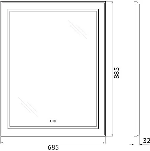  Зеркало BelBagno Kraft 68.5х88.5 с подсветкой, подогревом, черный  SPC-KRAFT-685-885-TCH-WARM-NERO - 4