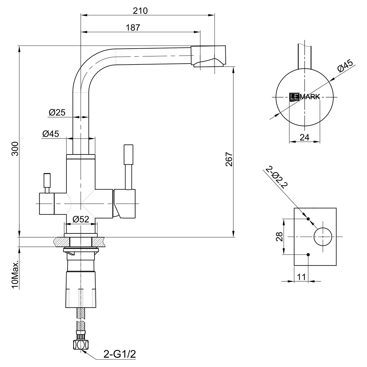 Смеситель Lemark Expert для кухонной мойки LM5061G - 1