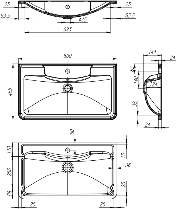 Тумба с раковиной BelBagno Acqua 80 темное дерево - 14