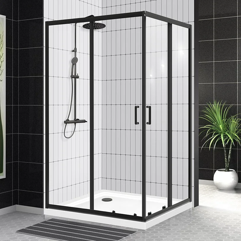 Душевой уголок BelBagno Uno 120х90 профиль черный матовый стекло прозрачное UNO-195-AH-2-120/90-C-NERO - 0