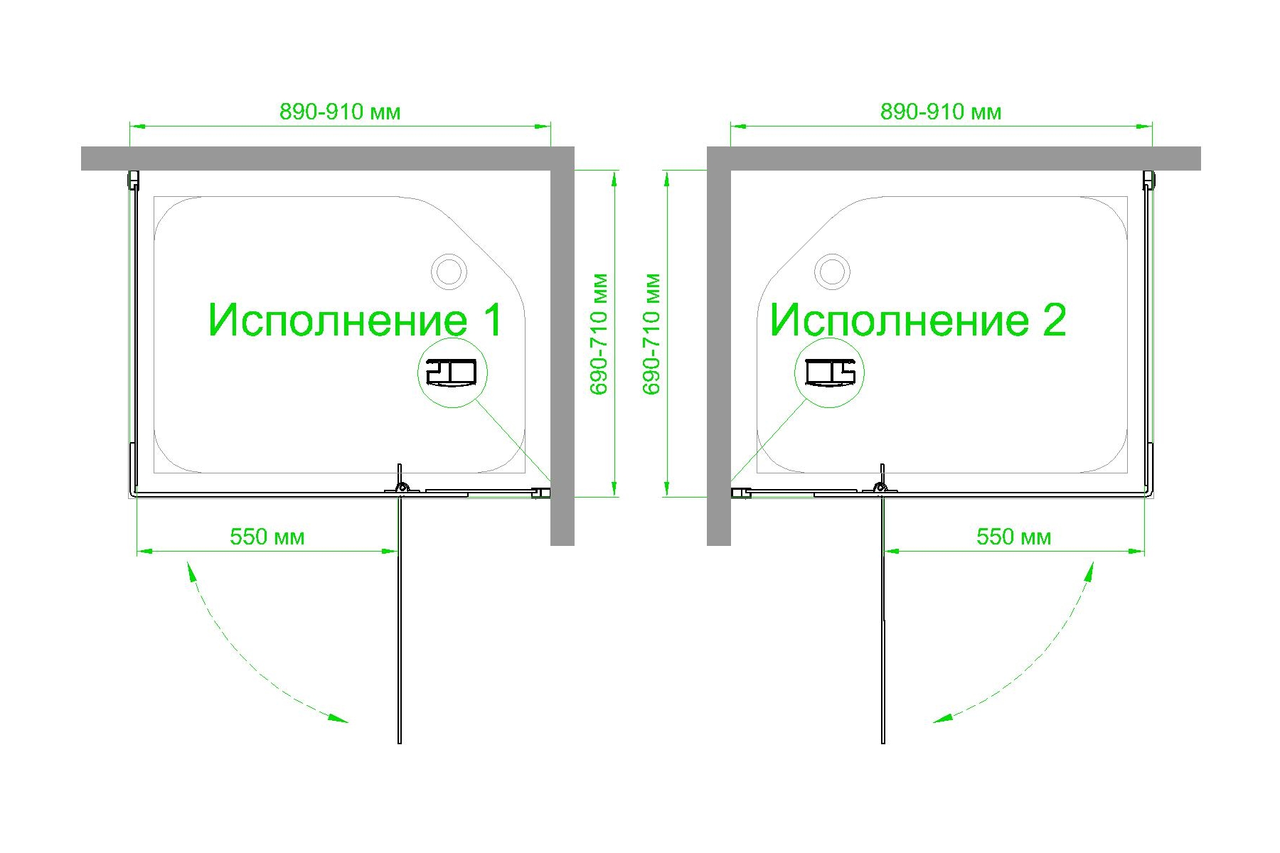 Душевой уголок Royal Bath HPVD 90х70 профиль черный стекло матовое RB7090HPVD-C-BL - 3