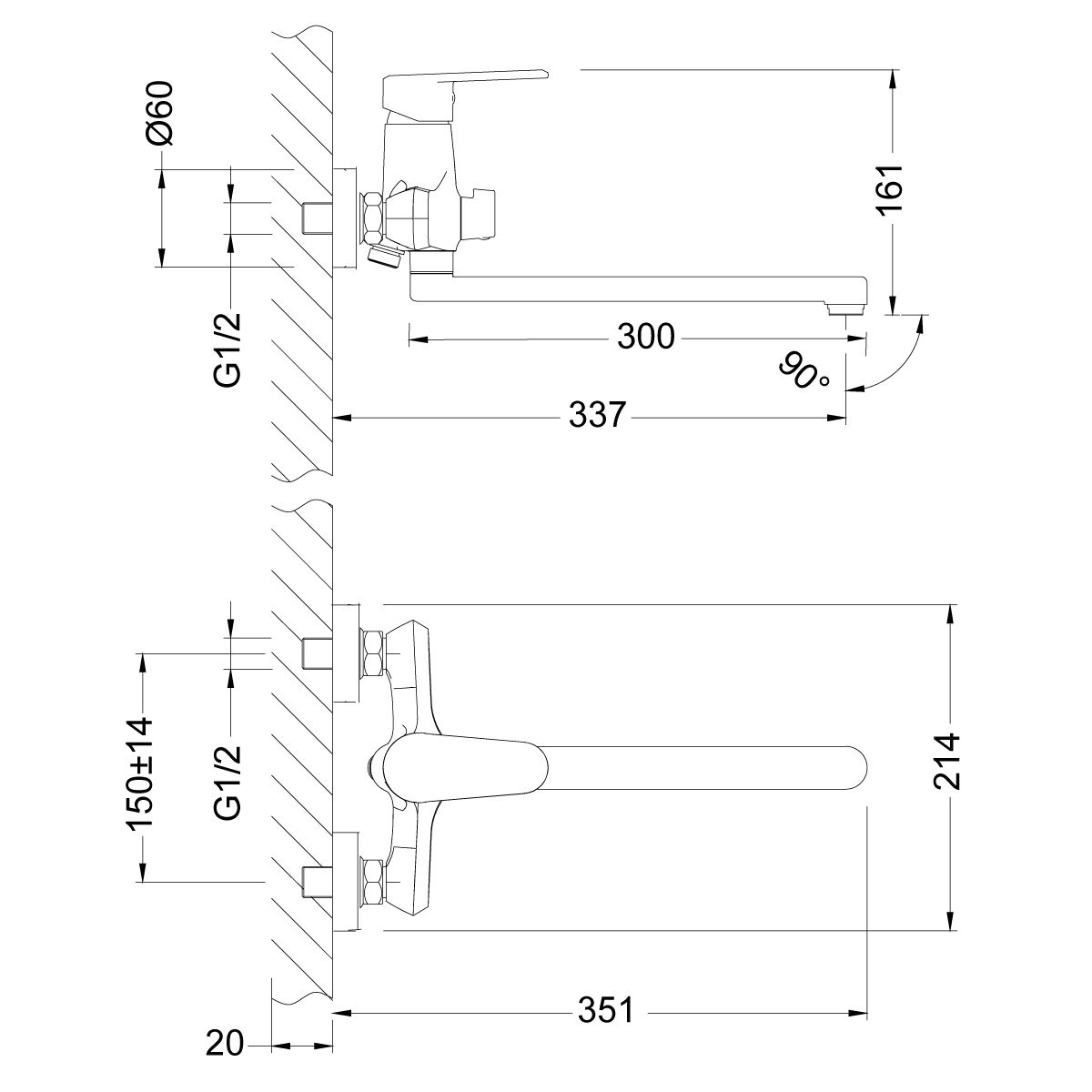 Смеситель Lemark Point LM0351C универсальный - 1