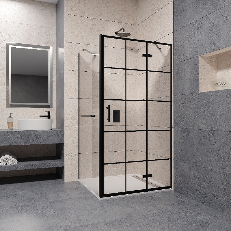 Душевой уголок RGW Passage PA-77-1B R 90x90 профиль черный стекло прозрачное 410877199-084R - 1
