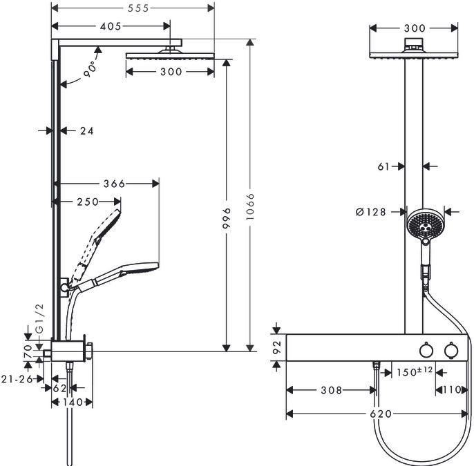 Душевая стойка Hansgrohe Raindance E Showerpipe 300 27363000 - 4