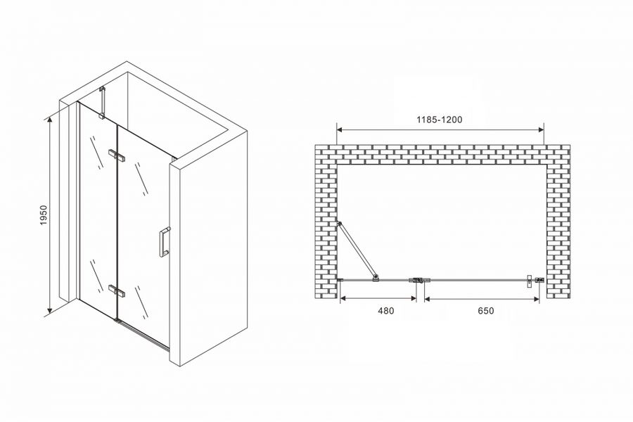 Душевая дверь в нишу ABBER Zart 120 профиль хром  AG08120 - 3