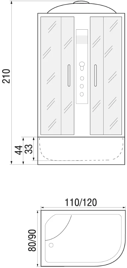 Душевая кабина с поддоном River Dunay XL 120/90/44 MT L  10000006180 - 2