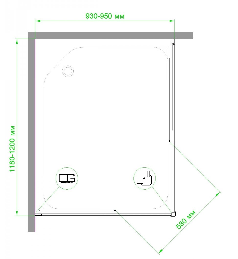 Душевой уголок Royal Bath HPD 95x120 профиль черный стекло матовое RB1295HPD-C-BL - 3