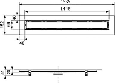 Душевой лоток Tece Drainline 153.5 см  651500 - 7