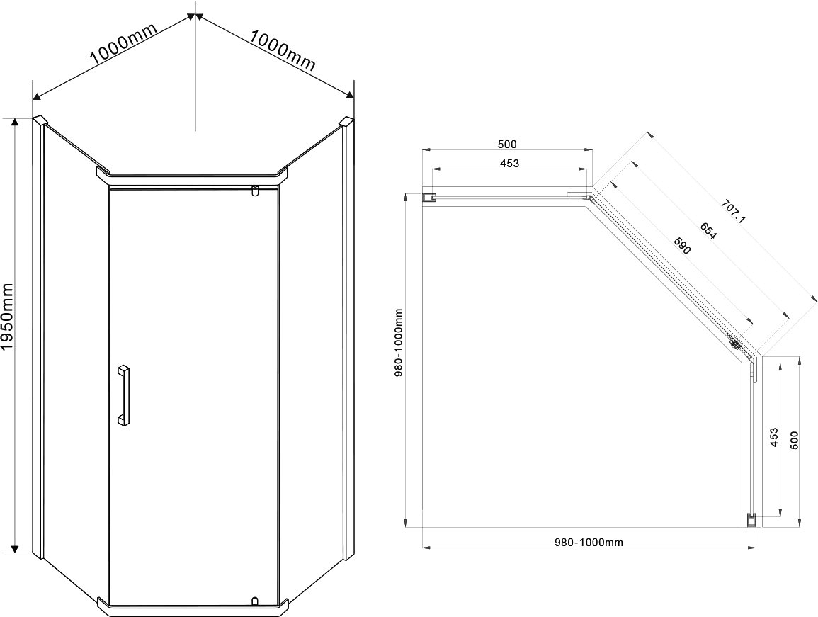 Душевой уголок Vincea Stresa VSP-1S100CL 100x100, профиль хром, стекло прозрачное - 8