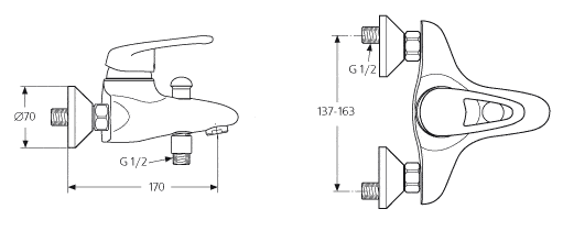 Смеситель для ванны Ideal Standard Idill хром  A2698AA - 1