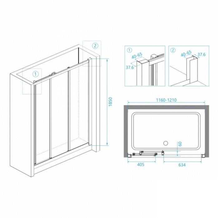 Душевая дверь Rgw Classic CL-11 120x185 профиль хром стекло прозрачное 410911112-11 - 2