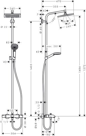 Душевая стойка Hansgrohe Crometta E 240 1jet Showerpipe  27298000 - 4