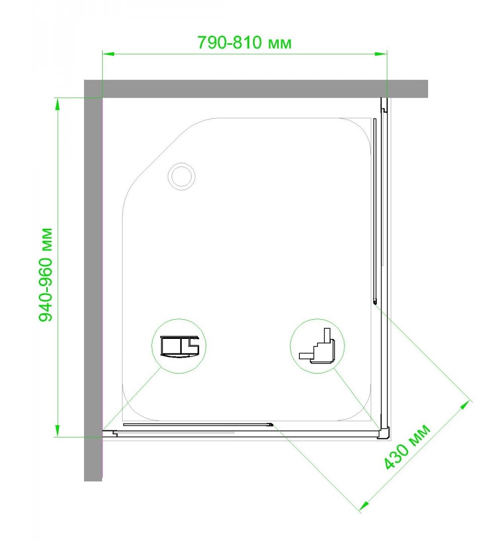 Душевой уголок Royal Bath HPD 80x95 профиль черный стекло матовое RB8095HPD-C-BL - 3