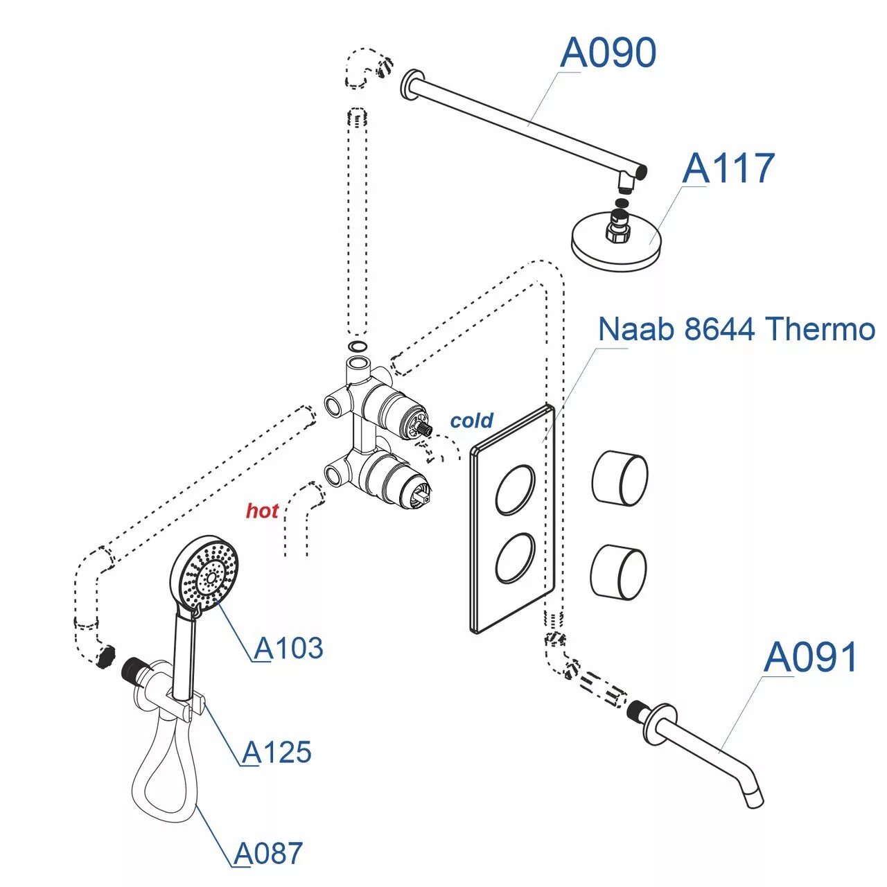 Душевой комплект WasserKraft Naab хром A178644 Thermo - 2