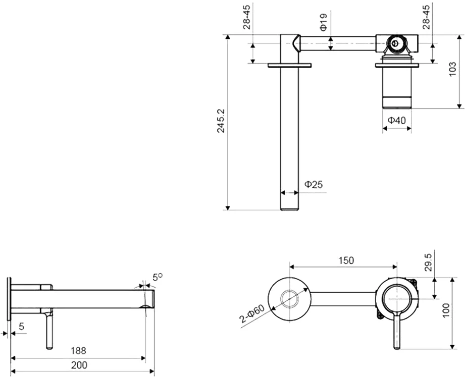 Смеситель для раковины Excellent Pi золото AREX.1214GL - 4