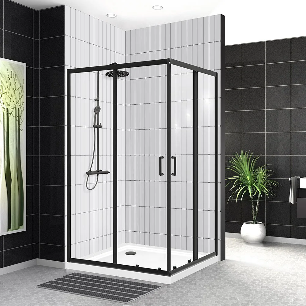 Душевой уголок BelBagno Uno 120х90 профиль черный матовый стекло прозрачное UNO-195-AH-2-120/90-C-NERO - 1