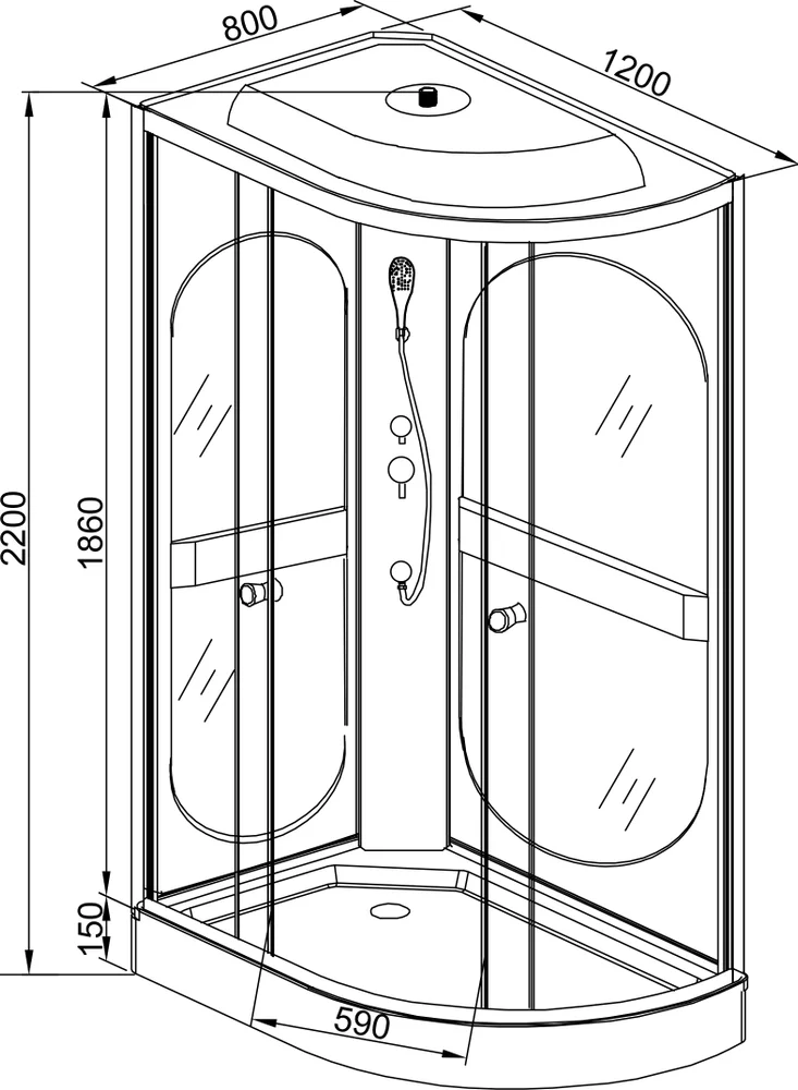 Душевая кабина L 120х80 стандартная  L602R - 7