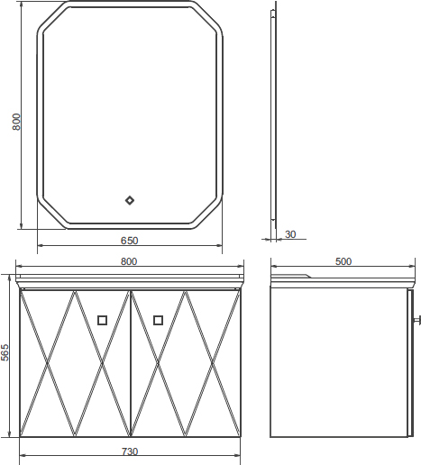 Тумба с раковиной Comforty Кремона 80, подвесная, латте 00-00001040 - 8