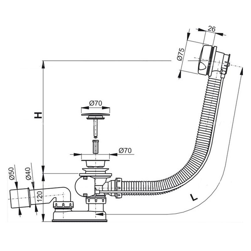 Слив-перелив AlcaPlast   A51BM - 1