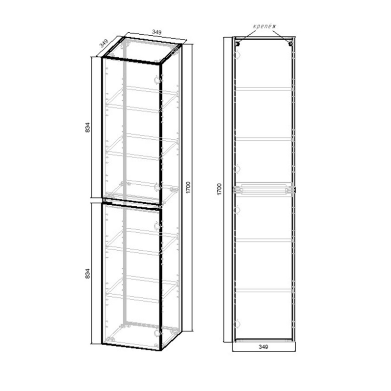 Шкаф-пенал Vincea Fine 170х35 белый VSC-2NF170GW - 2