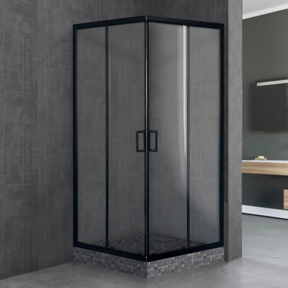 Душевой уголок Royal Bath HPD 95x100 профиль черный стекло прозрачное RB1095HPD-T-BL - 0