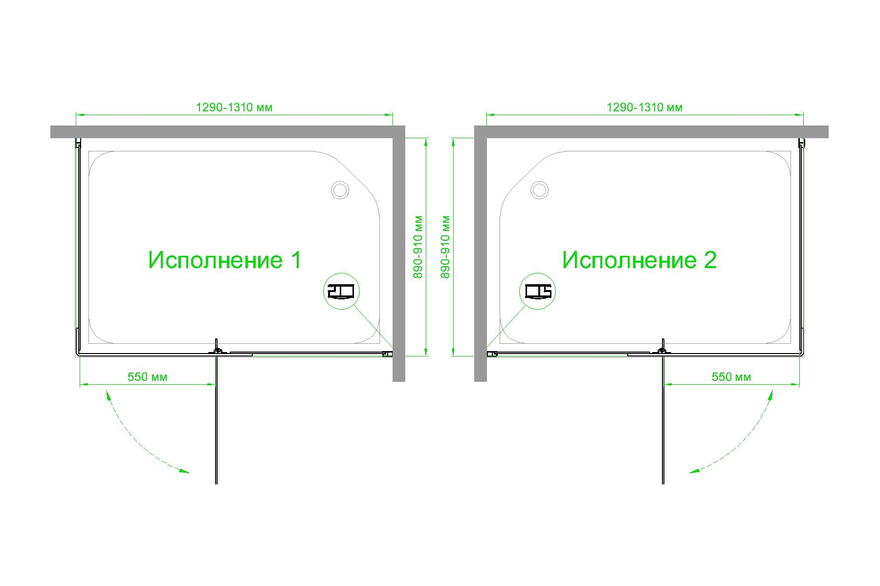 Душевой уголок Royal Bath HPVD 130х90 профиль черный стекло матовое RB9130HPVD-C-BL - 3