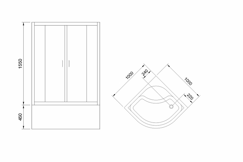 Душевой уголок Royal Bath ВК 100х100 с поддоном профиль черный стекло матовое RB100BK-C-BL - 5