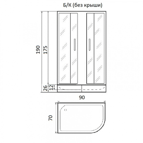 Душевая кабина с поддоном River Nara Б/К 90/70/24 MT R  10000003638 - 2