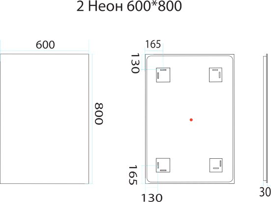 Зеркало Misty Неон 2 LED 60x80, с часами, сенсор на зеркале П-Нео060080-2ПРСЧДВП - 3