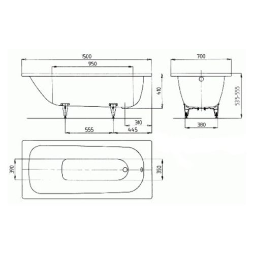 Стальная ванна Kaldewei Advantage Saniform Plus 361-1 150x70 111600010001 - 3