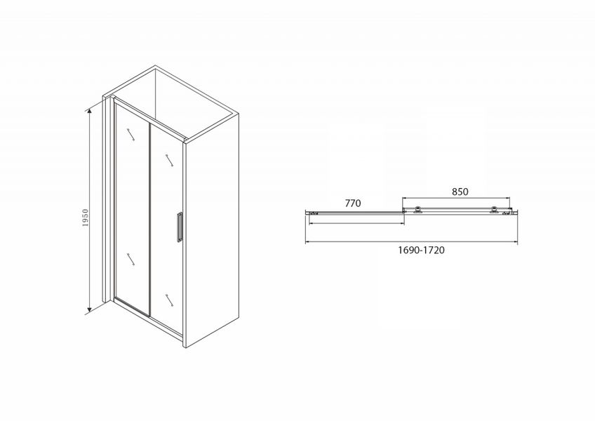 Душевая дверь ABBER Schwarzer Diamant 170 профиль черный  AG30170BH - 4