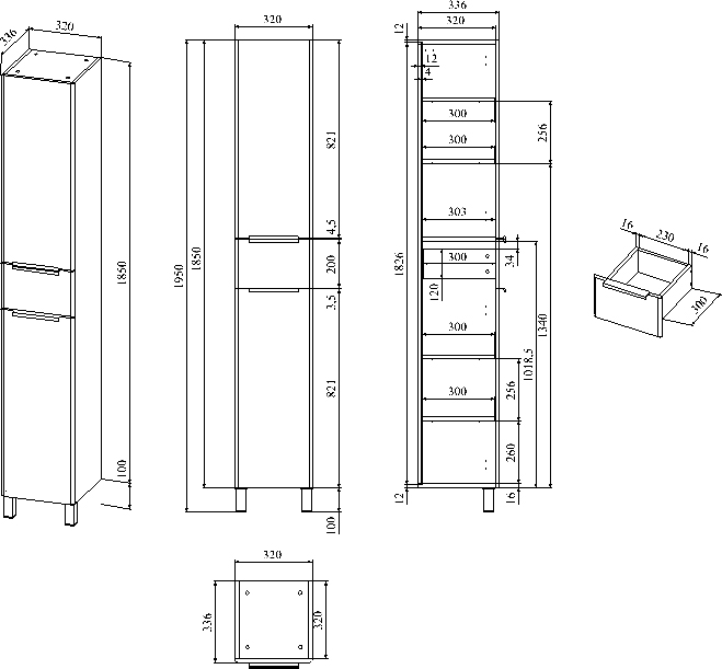 Шкаф-пенал STWORKI Копенгаген 195 R белый С08509 - 4