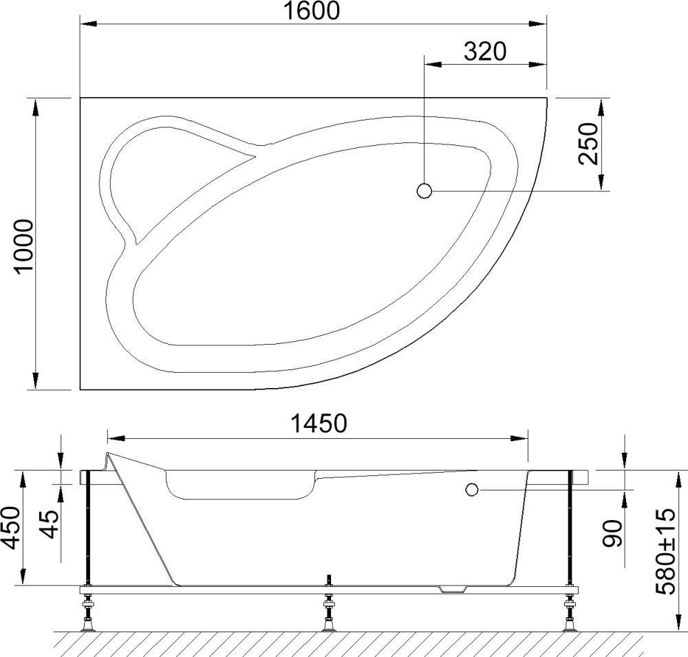 Акриловая ванна Royal bath Alpine 160x100 см  RB 819101 L - 1