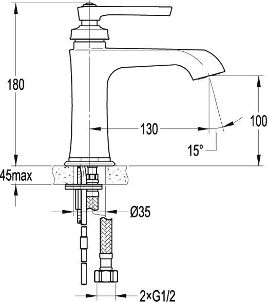 Смеситель Cezares Liberty F LS 01 для раковины LIBERTY-F-LS-01-W0 - 2