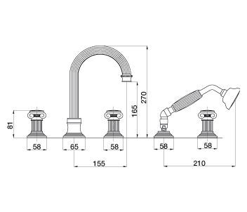 Смеситель Cezares Olimp BVD 03/24 O на борт ванны OLIMP-BVD-03/24-O - 1