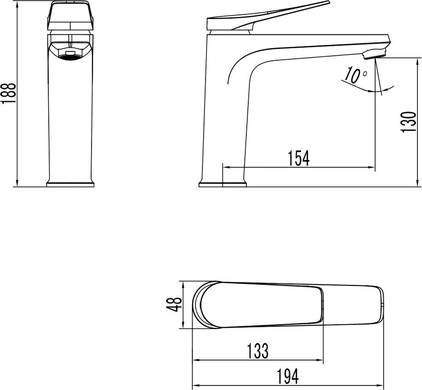 Смеситель Lemark Bronx LM3737GM для умывальника средний, монолитный, графит - 2