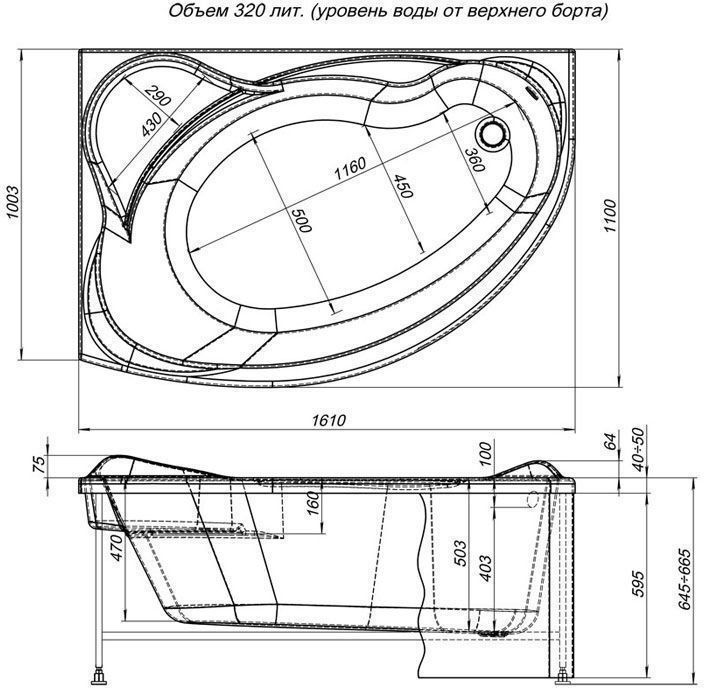 Акриловая ванна Aquanet Jamaica 160x100 L 203986 - 2