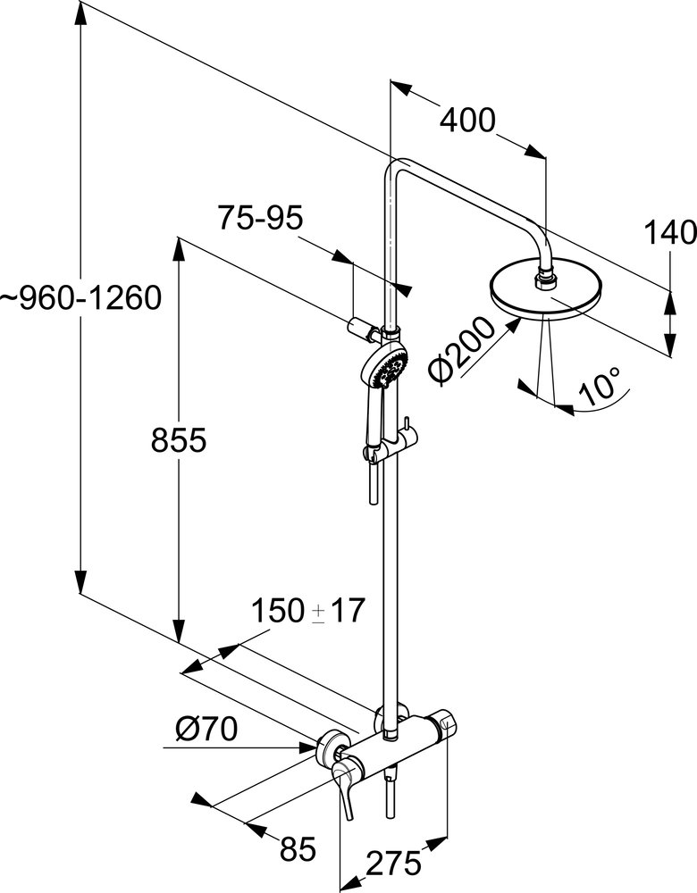 Душевая стойка Kludi Logo dual shower system 6808505-00 - 9