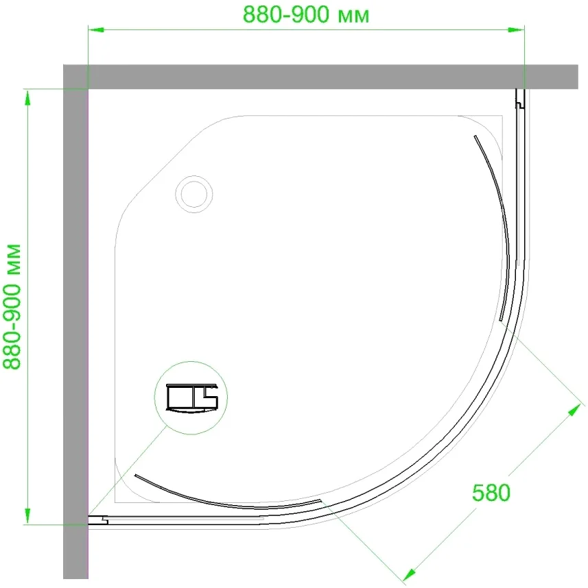 Душевой уголок Royal Bath HKD 100х100 профиль серный стекло прозрачное RB100HKD-T-BL - 3