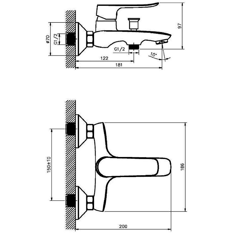 Смеситель для ванны Agger Nice хром глянцевый A2510000 - 2