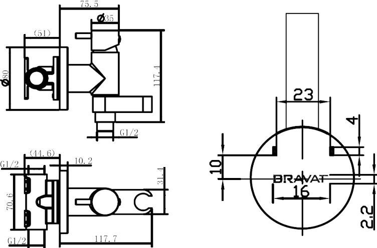 Гигиенический душ Bravat Eler D9137CP-RUS со смесителем, С ВНУТРЕННЕЙ ЧАСТЬЮ - 2