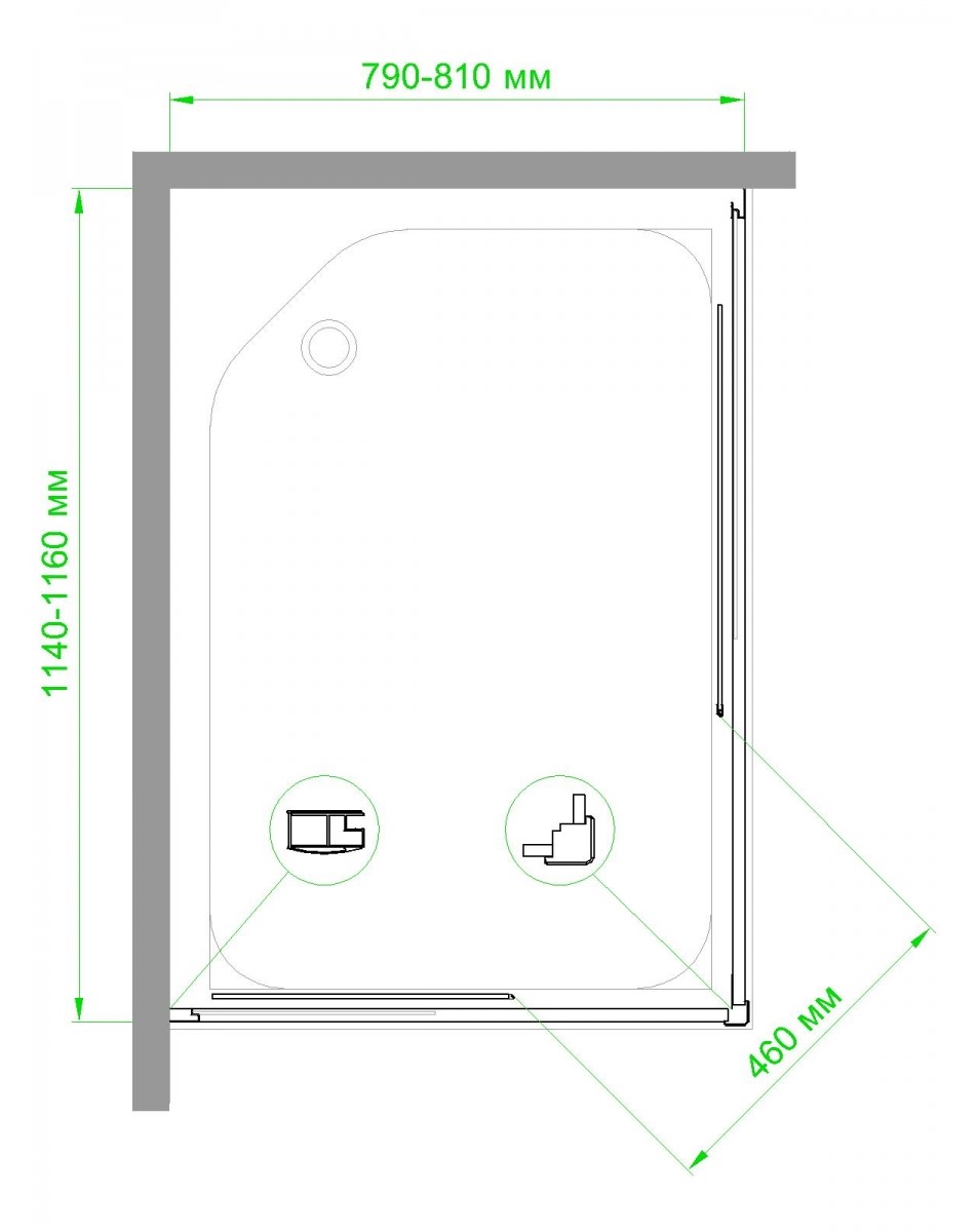 Душевой уголок Royal Bath HPD 80x115 профиль белый стекло матовое RB11580HPD-C - 4