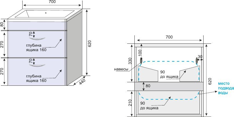 Тумба для комплекта Style Line Каре 70 подвесная, Люкс Plus, белая СС-00002269 - 5