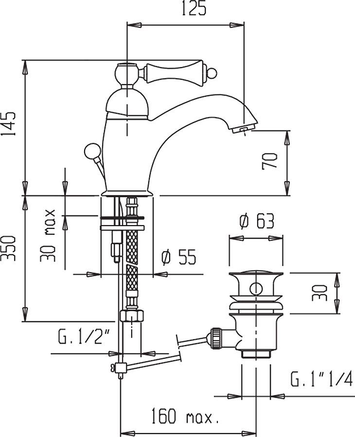 Смеситель Cezares Margot MARGOT-LSM1-01-M для раковины - 1