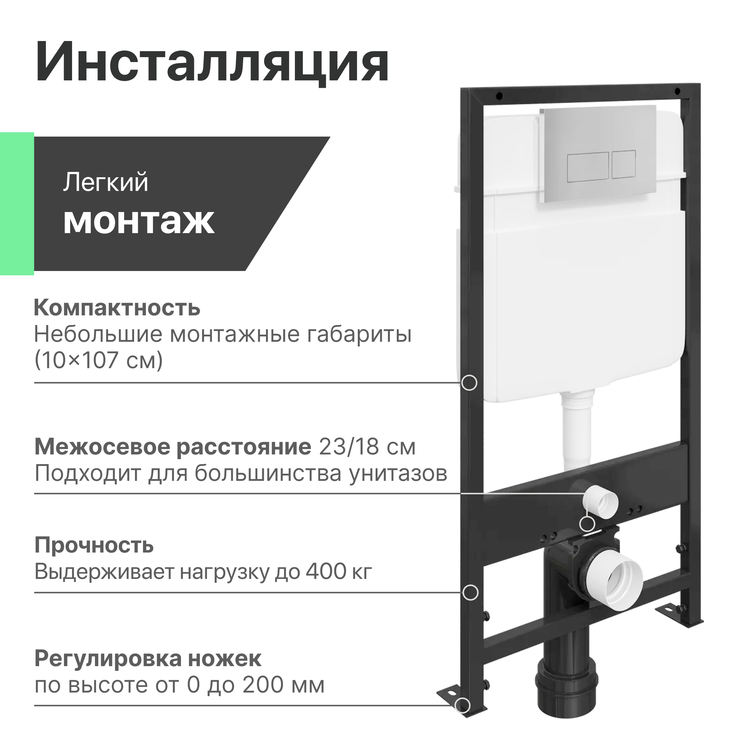 Комплект Унитаз подвесной STWORKI Хальмстад SETK2804-0606-001-1-6000 с микролифтом + Система инсталляции для унитазов EWRIKA ProLT 0026-2020 с кнопкой смыва 0041 хром 560214 - 6