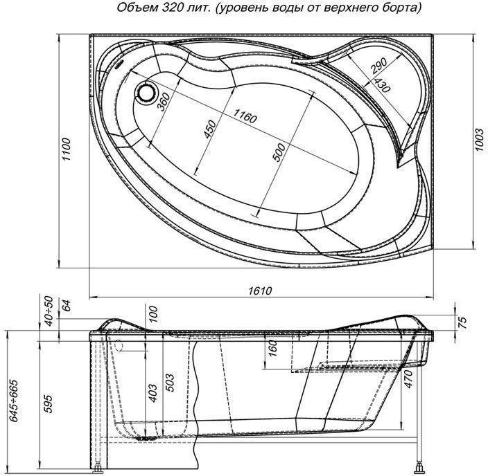 Акриловая ванна Aquanet Jamaica 160x100 R 203987 - 2